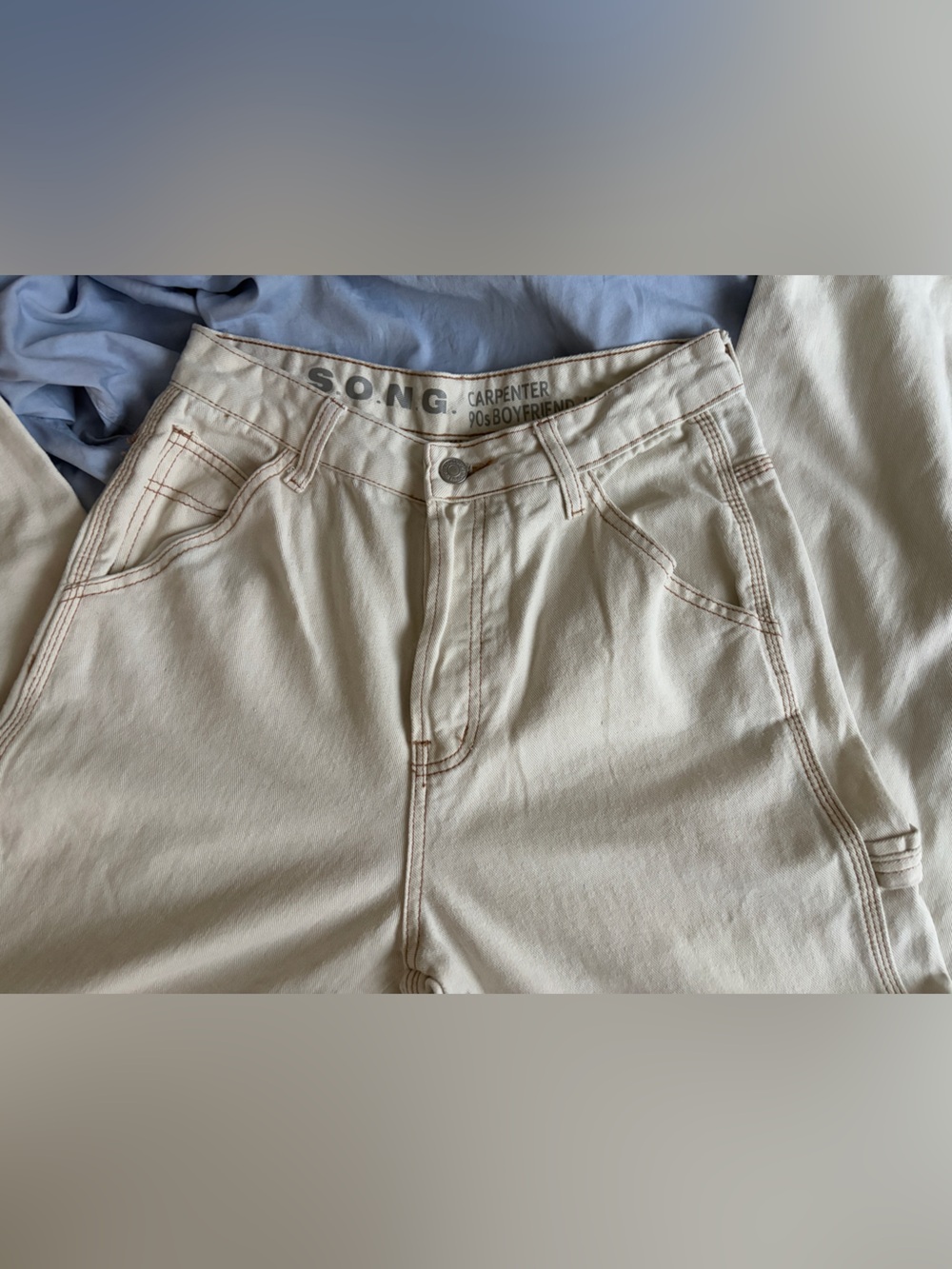 SONG Carpenter 90s Boyfriend Jean, White